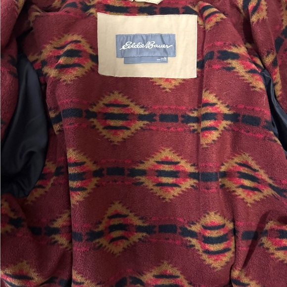 90s Eddie Bauer southwest lined khaki shirt coat. M - Picture 6 of 8